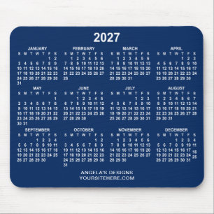 Marineblauw en Wit 2027 Agenda Promotie Muismat