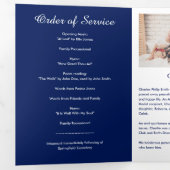 Marineblauw en Wit 6 pagina's Trifold rouwprogramm Drieluik Programma (Binnenzijde eerst)