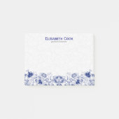 Marineblauw en wit  bloemenkant post-it® notes (Voorkant)