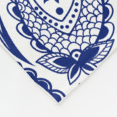 Marineblauw en wit  bloemige Paisley Fleece Deken (Hoek)