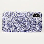 Marineblauw en wit  bloemmotief paisley Case-Mate iPhone case (Achterkant (horizontaal))