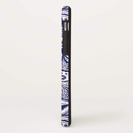 Marineblauw en wit  bloemmotief paisley Case-Mate iPhone case (Achterkant/links)