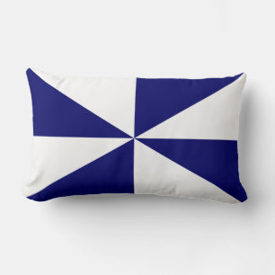 Marineblauw en wit draaikolkpatroon kussen