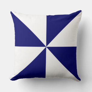 Marineblauw en wit draaikolkpatroon kussen
