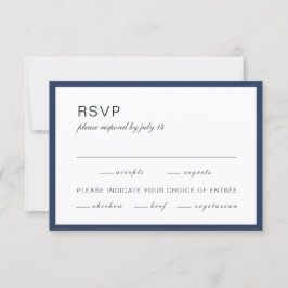 Marineblauw en wit. Eenvoudige formele trouw-RSvp RSVP Kaartje