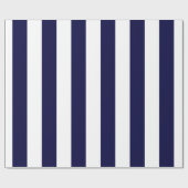 Marineblauw en wit extra groot streeppatroon cadeaupapier (Vlak)