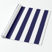 Marineblauw en wit extra groot streeppatroon cadeaupapier (Uitgerold)