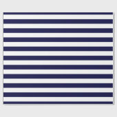 Marineblauw en wit extra groot streeppatroon cadeaupapier (Vlak)