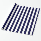 Marineblauw en wit extra groot streeppatroon cadeaupapier (Uitgerold)