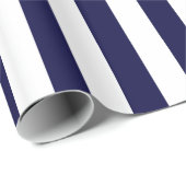 Marineblauw en wit extra groot streeppatroon cadeaupapier (Rol Hoek)