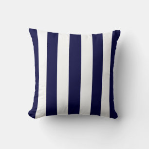 Marineblauw en wit extra groot streeppatroon kussen