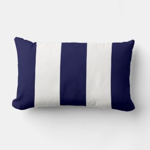 Marineblauw en wit extra groot streeppatroon kussen