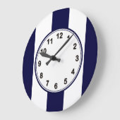 Marineblauw en wit extra grote streeppatroon klok (Hoek)