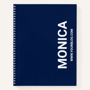 Marineblauw en Wit Gepersonaliseerd Vet Notitieboek