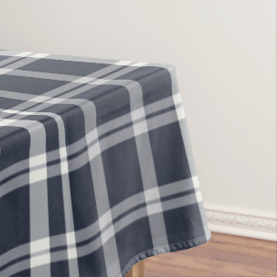 Marineblauw en wit geruit tartan tafelkleed