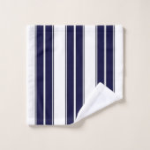 Marineblauw en wit gestreept bad handdoek (Wasdoekje)