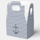 Marineblauw en wit gestreept met anker bedankdoosjes (Geopend)