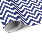 Marineblauw en wit groot Chevron ZigZag patroon Cadeaupapier (Rol Hoek)