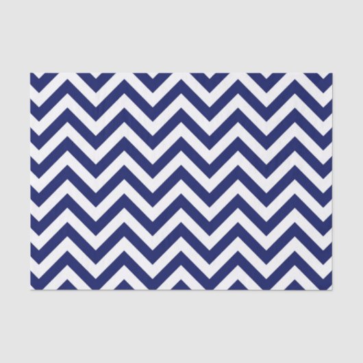 Marineblauw en Wit Groot Chevron ZigZag Patroon Tissuepapier (Voorkant)