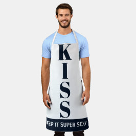 marineblauw en wit houden het supersexy KISS Schort