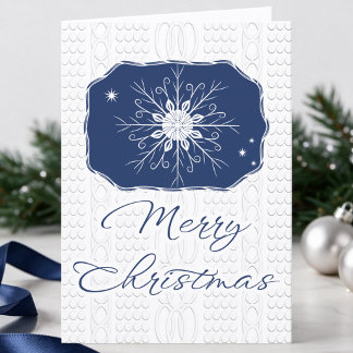 Marineblauw en wit Kerstmis-één sneeuwvlok Feestdagen Kaart