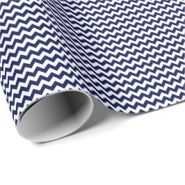 Marineblauw en wit klein Chevron-papier Cadeaupapier