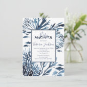Marineblauw en wit koraalrif Baby shower Kaart (Staand voorkant)