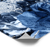Marineblauw en Wit met Zilverfolie Trouw Welkom Poster (Hoek)
