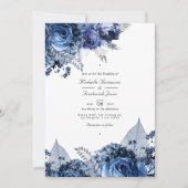 Marineblauw en wit met zilverfolie trouwuitnodigin kaart (Voorkant)