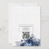 Marineblauw en wit met zilverfolie trouwuitnodigin kaart (Achterkant)