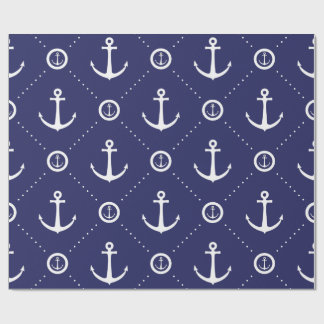 Marineblauw en wit nautisch inpakpapier