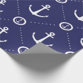 Marineblauw en wit nautisch inpakpapier (Hoek)