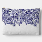 Marineblauw en wit Paisley Kant Etui (Voorkant)