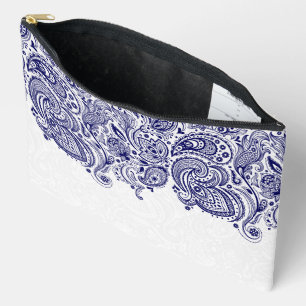 Marineblauw en wit Paisley Kant Etui