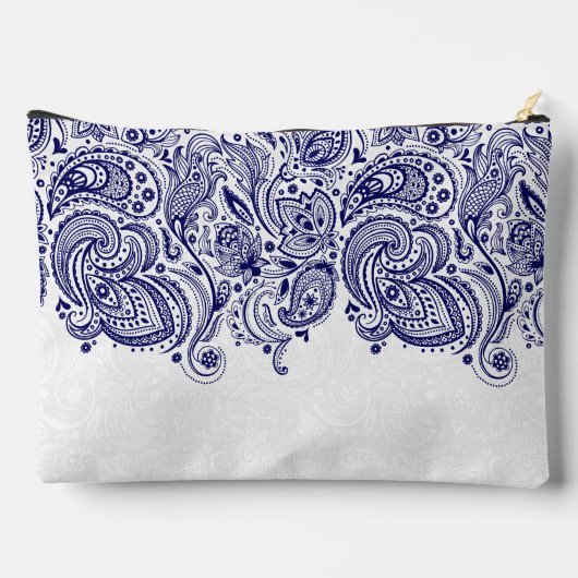 Marineblauw en wit Paisley Kant Etui (Achterkant)