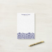 Marineblauw en wit Paisley Kant Post-it® Notes (Op bureau)