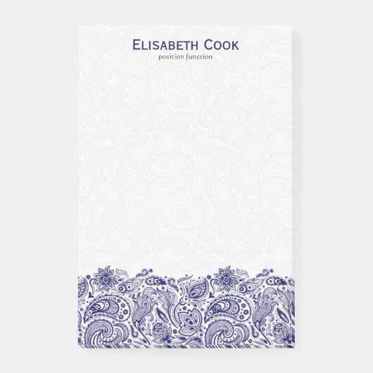 Marineblauw en wit Paisley Kant Post-it® Notes (Voorkant)