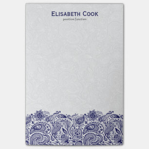 Marineblauw en wit Paisley Kant Post-it® Notes