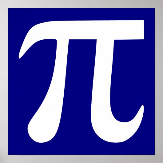Marineblauw en Wit Pi-symbool Poster (Voorkant)