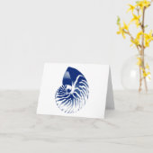 Marineblauw en wit shell van Nautilus - Kaart (Gele Bloem)