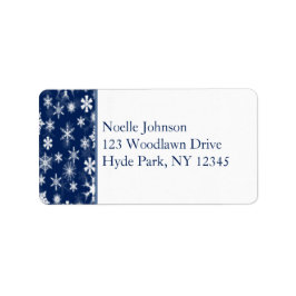Marineblauw en wit Snowflakes Adreslabel Etiket