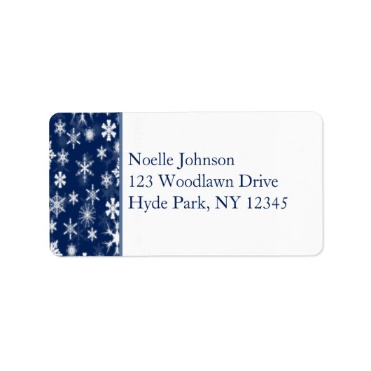 Marineblauw en wit Snowflakes Adreslabel Etiket (Voorkant)