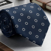 Marineblauw en wit stippenpatroon stropdas