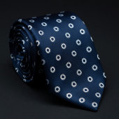 Marineblauw en wit stippenpatroon stropdas