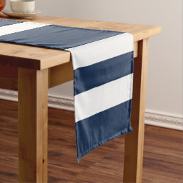 Marineblauw en wit strepenpatroon korte tafelloper