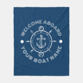Marineblauw en wit stuurwit en bootanker fleece deken (Voorkant)