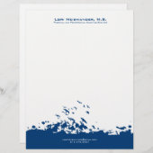 Marineblauw en wit vliegende vogels illustratie custom briefhoofd (Voorkant / Achterkant)
