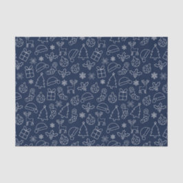 Marineblauw en wit winter kerstpatroon tissuepapier
