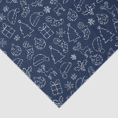 Marineblauw en wit winter kerstpatroon tissuepapier (Detail)