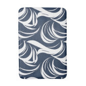 Marineblauw en Witte Abstracte Golf Moderne Nautis Badmat (Voorkant Verticaal)